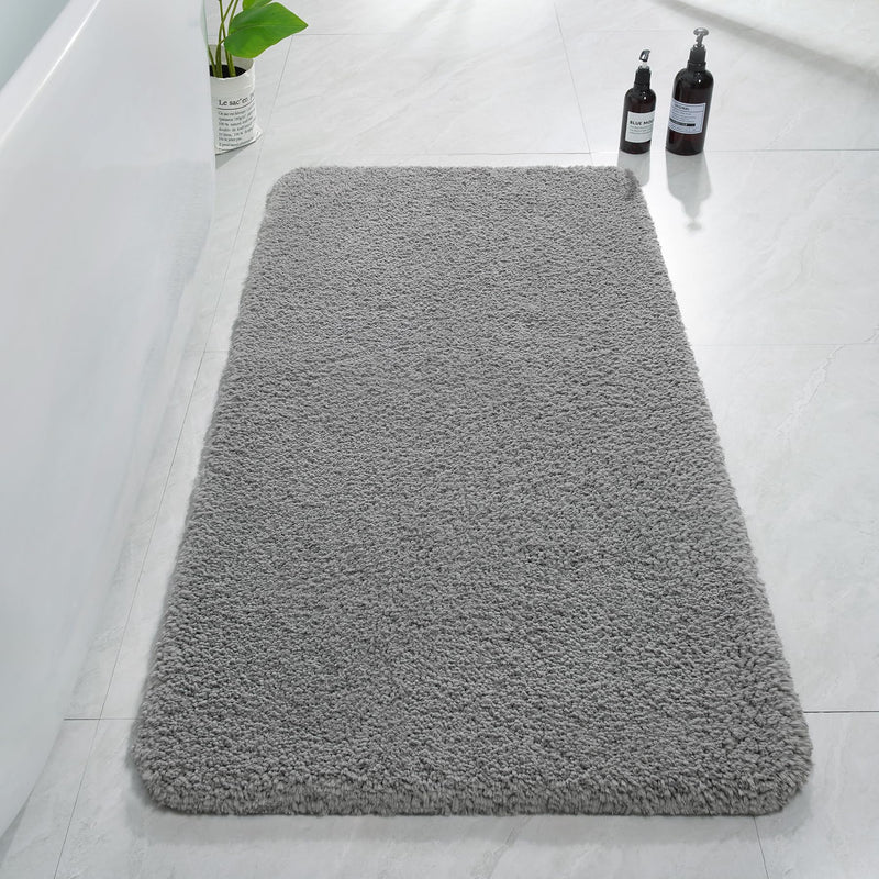AROGAN Luxury Long Bathroom Runner Rug 24x48 Inch Thick Soft and Absorbent Microfiber Non Slip Bath Rug Rubber Backing Quick Dry Rug Machine Washable Plush Rug for Shower Floor Grey